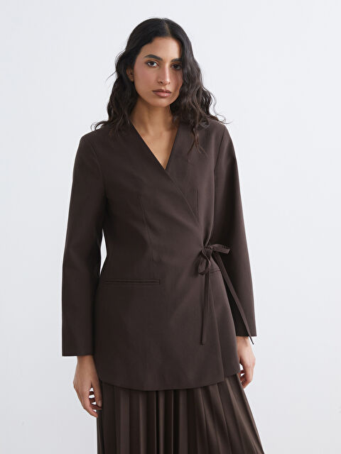 LCW Modest Kruvaze Yaka Kadın Blazer Ceket - S6J499Z8-HEC