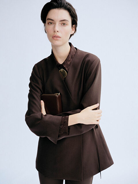 LCW Modest Kruvaze Yaka Kadın Blazer Ceket - S6J499Z8-HEC