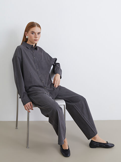 LCW Modest Oversize Women's Denim Shirt Tunic