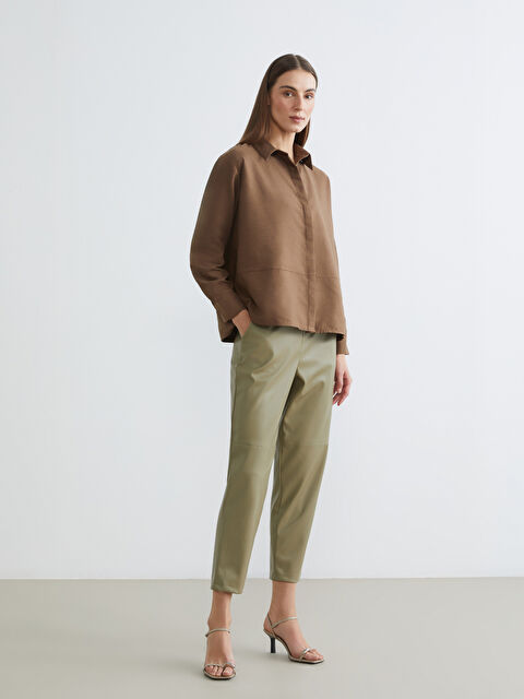 LCWAIKIKI Classic Havuç Kesim Kadın Deri Görünümlü Pantolon - S6J578Z8-ZS5