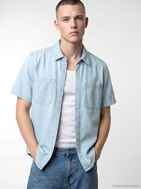 LCW Jeans Loose Fit Erkek Jean Gömlek - S6J598Z8-311