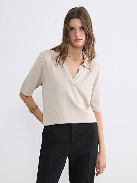 LCW EVERYDAY Polo Yaka Kadın Triko Kazak - S6J895Z8-1DU