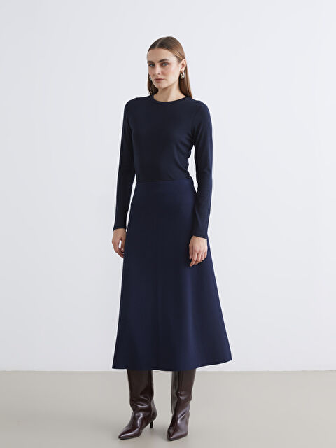 LCWAIKIKI Classic Beli Lastikli Triko Etek - S6J921Z8-E1J