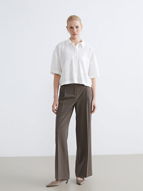 LCWAIKIKI Classic Yüksek Bel Geniş Paça Kadın Pileli Pantolon - S6J938Z8-8U4