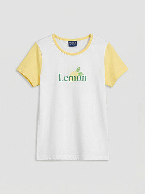 LCW ECO Bisiklet Yaka Baskılı Kız Çocuk Tişört - S6J955Z4-FRS