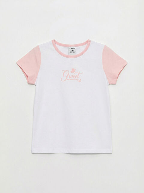 LCW ECO Bisiklet Yaka Baskılı Kız Çocuk Tişört - S6J955Z4-FYX