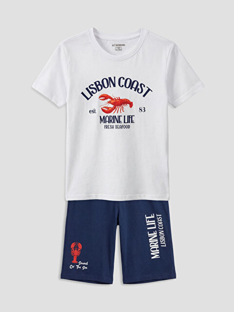LCW Kids Boy WHITE Shortie Pyjama Set - S6J982Z4-Q6K
