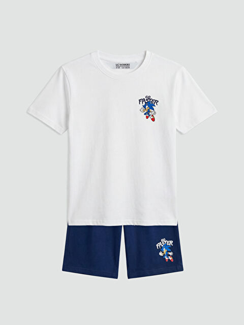 LCW Kids بيجامات قصيرة للأولاد بطبعة سونيك بياقة دائرية