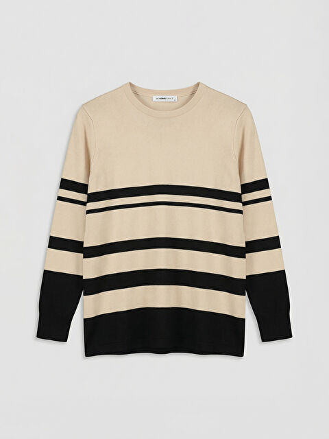 LCW Grace Bisiklet Yaka Çizgili Kadın Triko Kazak - S6JA03Z8-G8H