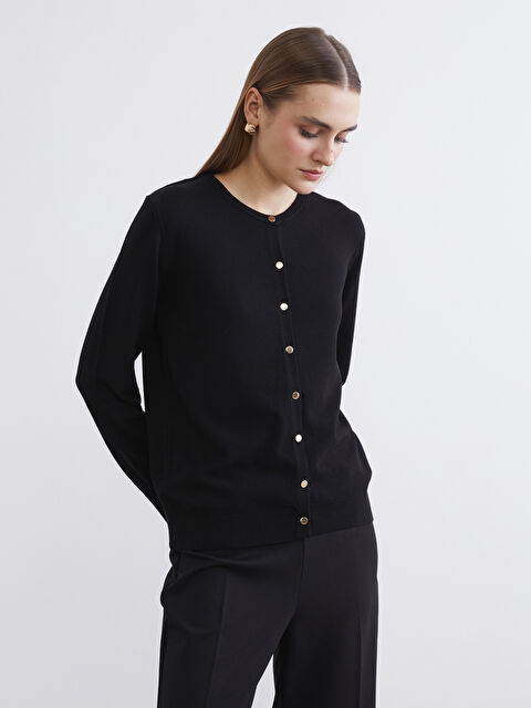 LCWAIKIKI Classic Bisiklet Yaka Kadın Triko Hırka - S6JA21Z8-CVL