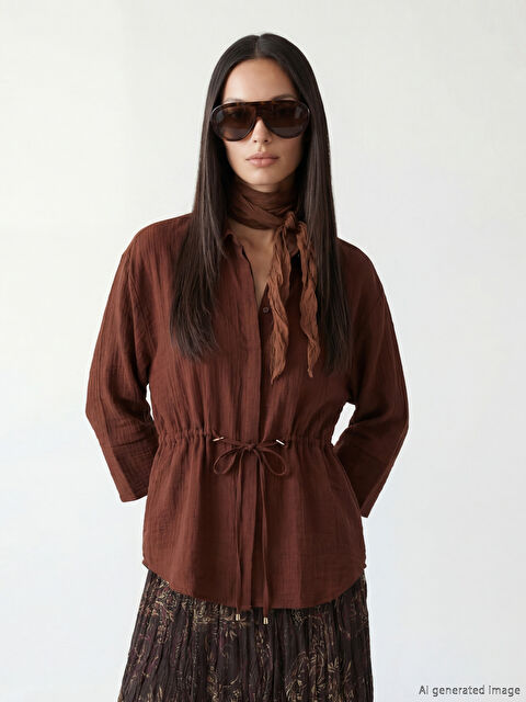 LCW STUDIO Dokulu Oversize Kadın Gömlek Tunik - S6JA29Z8-1MW