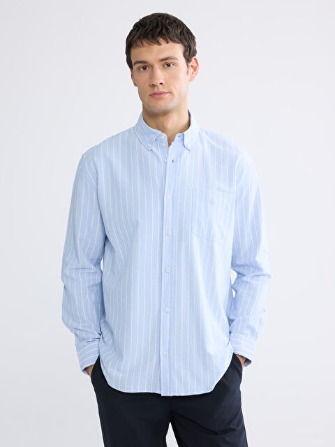 LCW Vision Regular Fit Çizgili Oxford Erkek Gömlek - S6JA89Z8-Z2P