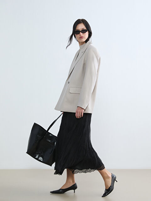 LCWAIKIKI Classic Beli Lastikli Şifon Etek - S6JA97Z8-CVL