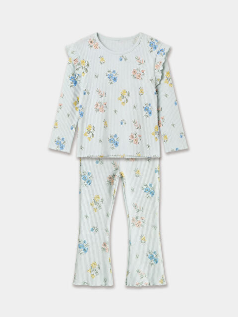 LCW baby Çiçek Baskılı Kız Bebek Fırfırlı Bluz ve Tayt - S6JB12Z1-LRL