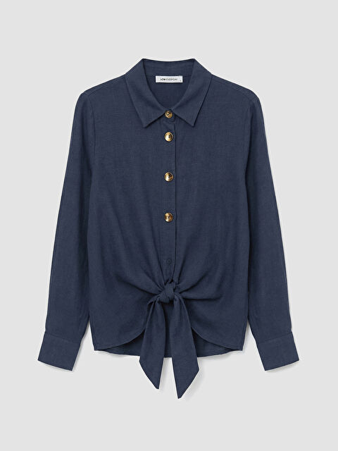 LCWAIKIKI Classic Önü Bağlamalı Kadın Gömlek - S6JB25Z8-354