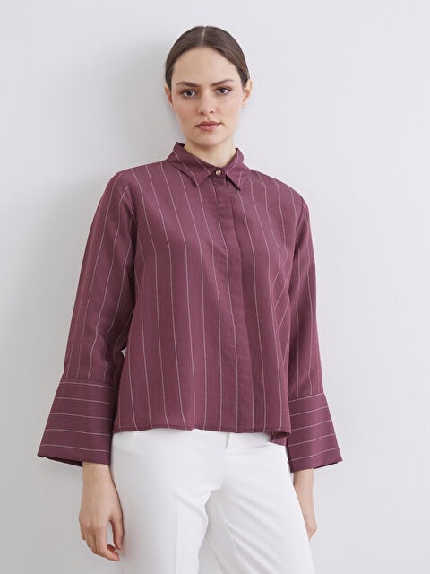 LCWAIKIKI Classic Çizgili Kadın Gömlek - S6JB27Z8-LHW