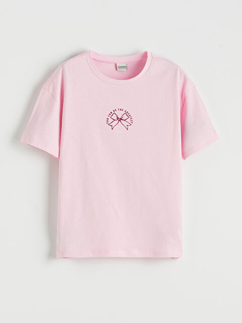 LCW ECO Bisiklet Yaka Baskılı Kız Çocuk Tişört - S6JB45Z4-QXB