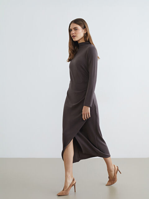 LCWAIKIKI Classic Dik Yaka Büzgülü Elbise - S6JB52Z8-JSE