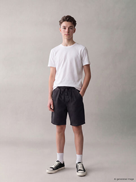 LCW Kids Beli Lastikli Erkek Çocuk Jean Şort