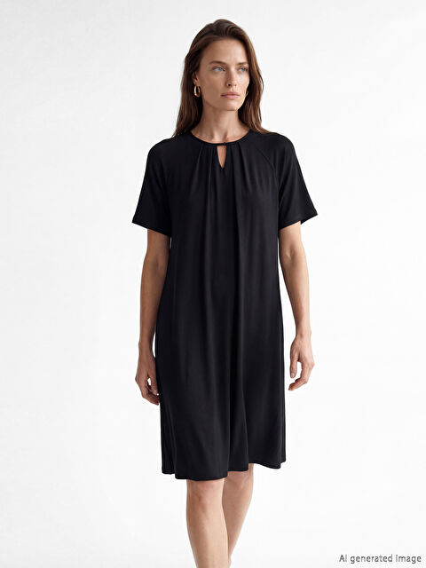 LCW Grace Bisiklet Yaka Büzgülü A Kesim Elbise - S6JB58Z8-CVL