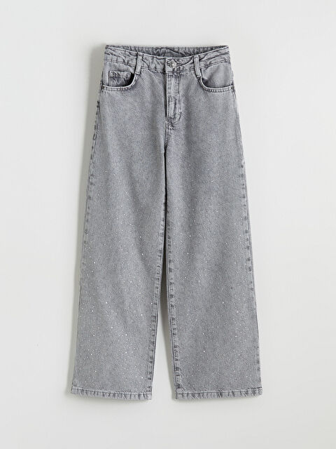 LCW Kids Wideleg Taşlı Kız Çocuk Jean Pantolon - S6JB70Z4-SHN