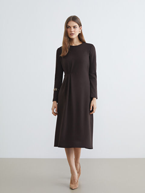 LCWAIKIKI Classic Bisiklet Yaka Büzgülü Elbise - S6JC06Z8-HDT