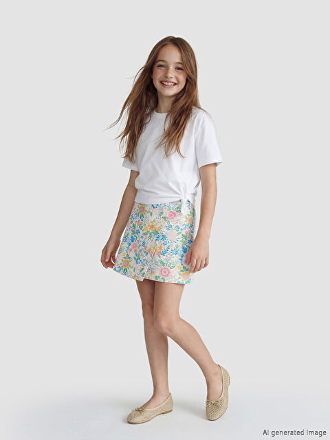 LC WAIKIKI Çiçek Desenli Kız Çocuk Şort Etek - S6JC34Z4-LRA