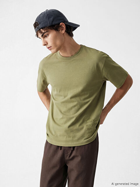 XSIDE Bisiklet Yaka Baskılı Erkek Tişört - S6JC51Z8-35A