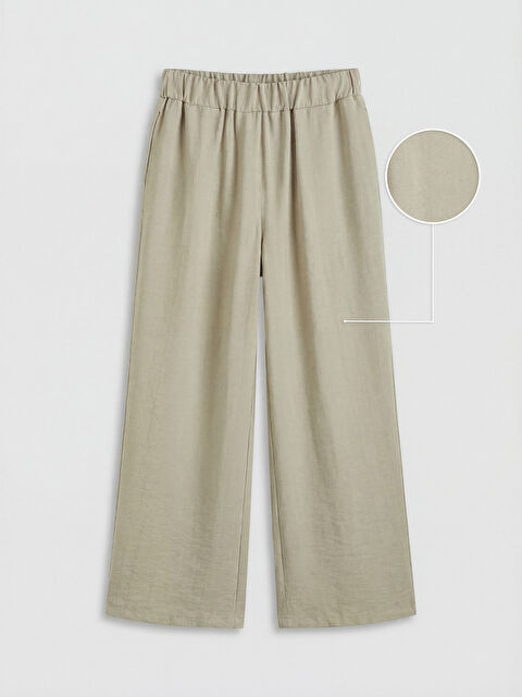 LCW Grace Beli Lastikli Dokulu Saten Kadın Pantolon