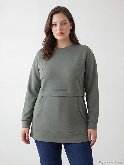 LCW Modest Soft Touch Kadın Sweatshirt Tunik	 - S6JD05Z8-HAU