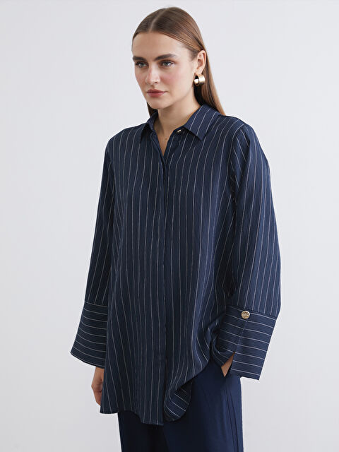LCWAIKIKI Classic Çizgili Kadın Gömlek Tunik - S6JD53Z8-LGS