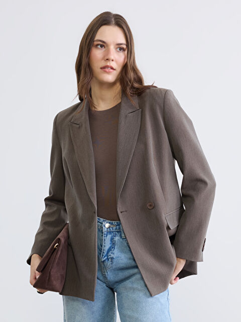 LCWAIKIKI Classic Kruvaze Yaka Kadın Blazer Ceket - S6JD54Z8-8U4