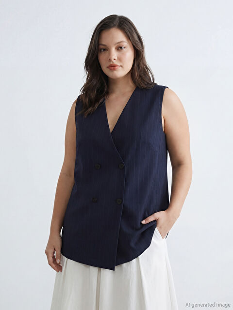 LCW STUDIO Жолақты қос түймелі классикалық жилет - S6JD59Z8-LGS