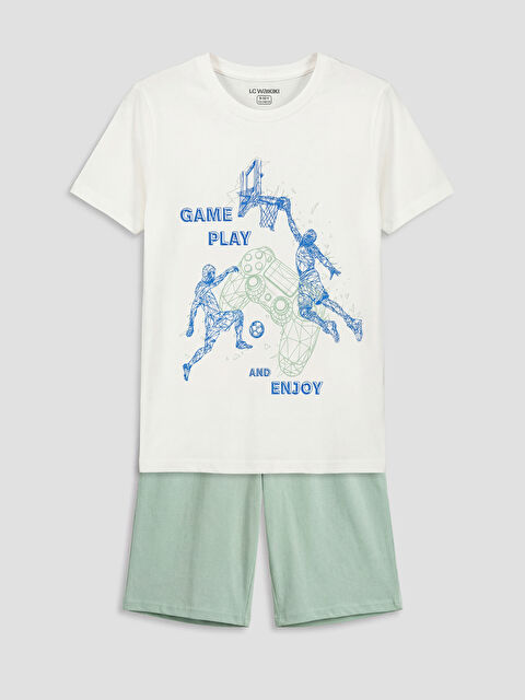 LCW Kids Boy ECRU Shortie Pyjama Set - S6JD69Z4-EEW