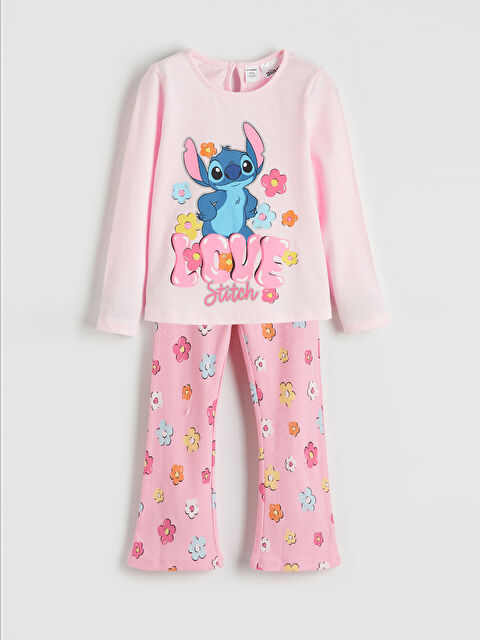 LCW Kids Lilo & Stitch Printed Girls' T-Shirt and Leggings - S6JD84Z1-JH4