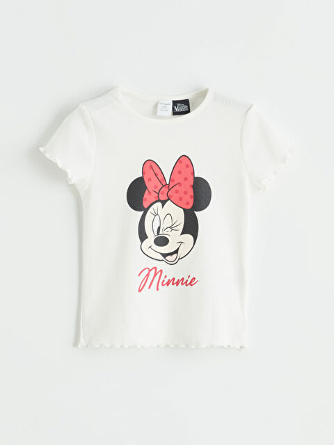 LCW Kids Bisiklet Yaka Minnie Mouse Baskılı Kız Çocuk Tişört - S6JD85Z1-R9J