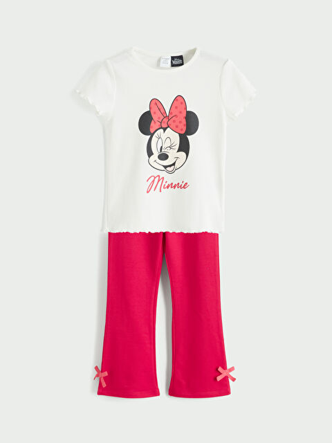LCW Kids Minnie Mouse Baskılı Kız Çocuk Tişört ve Tayt - S6JD87Z1-R9J