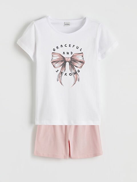 LCW ECO Baskılı Kız Çocuk Tişört ve Şort - S6JD96Z4-FGV