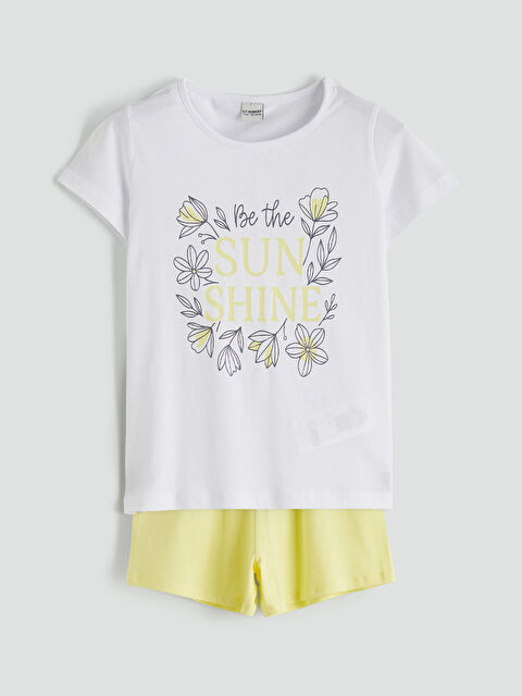 LCW ECO Kız Çocuk Baskılı Tişört ve Şort - S6JD96Z4-FPR