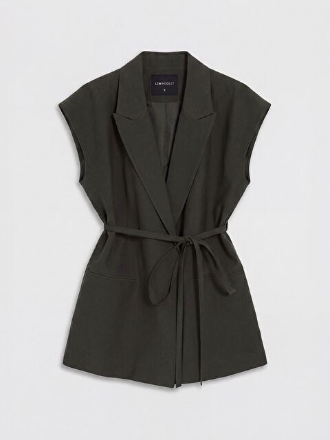 LCW Modest Ceket Yaka Kuşaklı Kadın Klasik Yelek