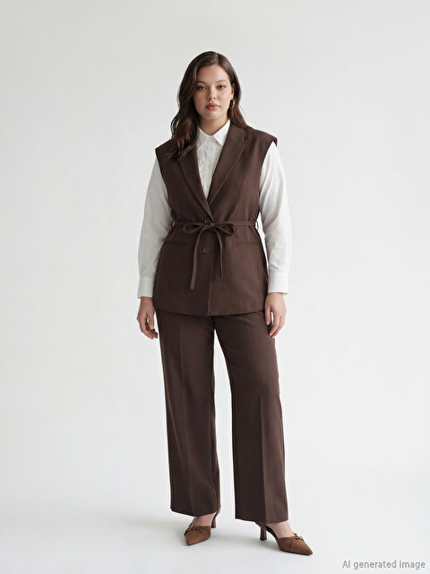 LCW Modest Ceket Yaka Kuşaklı Kadın Klasik Yelek - S6JE01Z8-DJ7