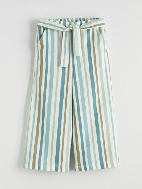 LCW ECO Çizgili Geniş Paça Kız Çocuk Kapri - S6JE52Z4-LRL