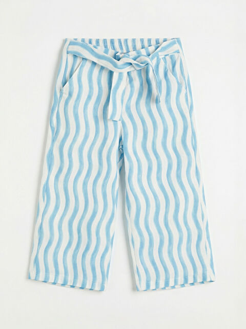 LCW ECO Çizgili Geniş Paça Kız Çocuk Kapri - S6JE52Z4-LQQ