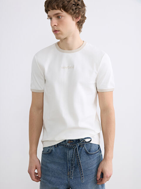 XSIDE Standart Fit Nakışlı Bisiklet Yaka Erkek Tişört - S6JE53Z8-EEW