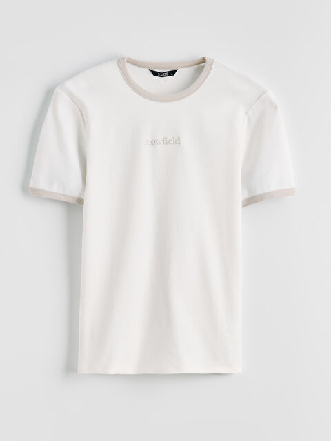 XSIDE Standart Fit Nakışlı Bisiklet Yaka Erkek Tişört - S6JE53Z8-EEW