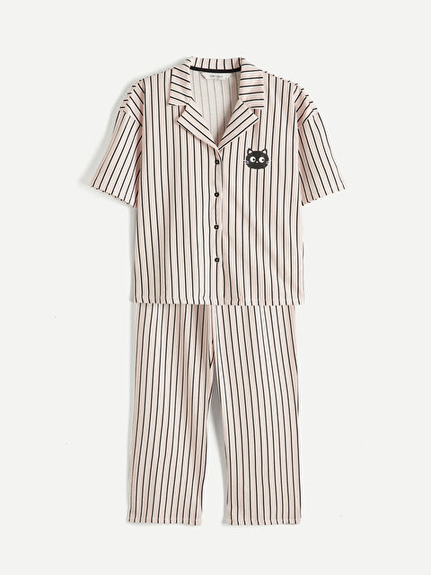 LCW Young Gömlek Yaka Çizgili Kadın Pijama Takım - S6JE85Z8-LSZ