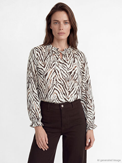 LCW Grace Blouse à motifs à col lavallière pour femme - S6JE89Z8-LQB