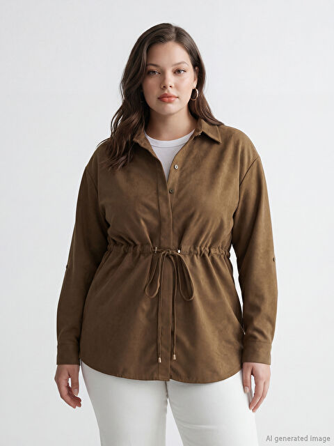 LCWAIKIKI Classic жасанды замша көріністі жинақталған әйелдер жейде туника - S6JF53Z8-10O