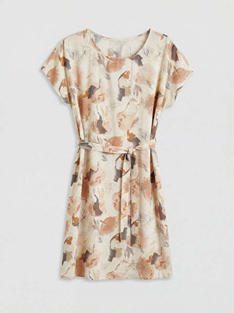 LCW Grace Crew Neck Printed Poplin A-Line Women's Dress