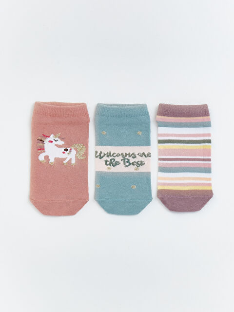 LC WAIKIKI Desenli Kız Çocuk Patik Çorap 3'lü